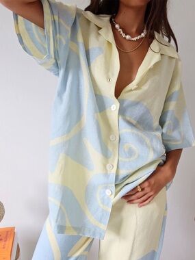 Maurie and Eve Lady of the Sunshine Shirt Oversized Cotton Linen Coverup size 8